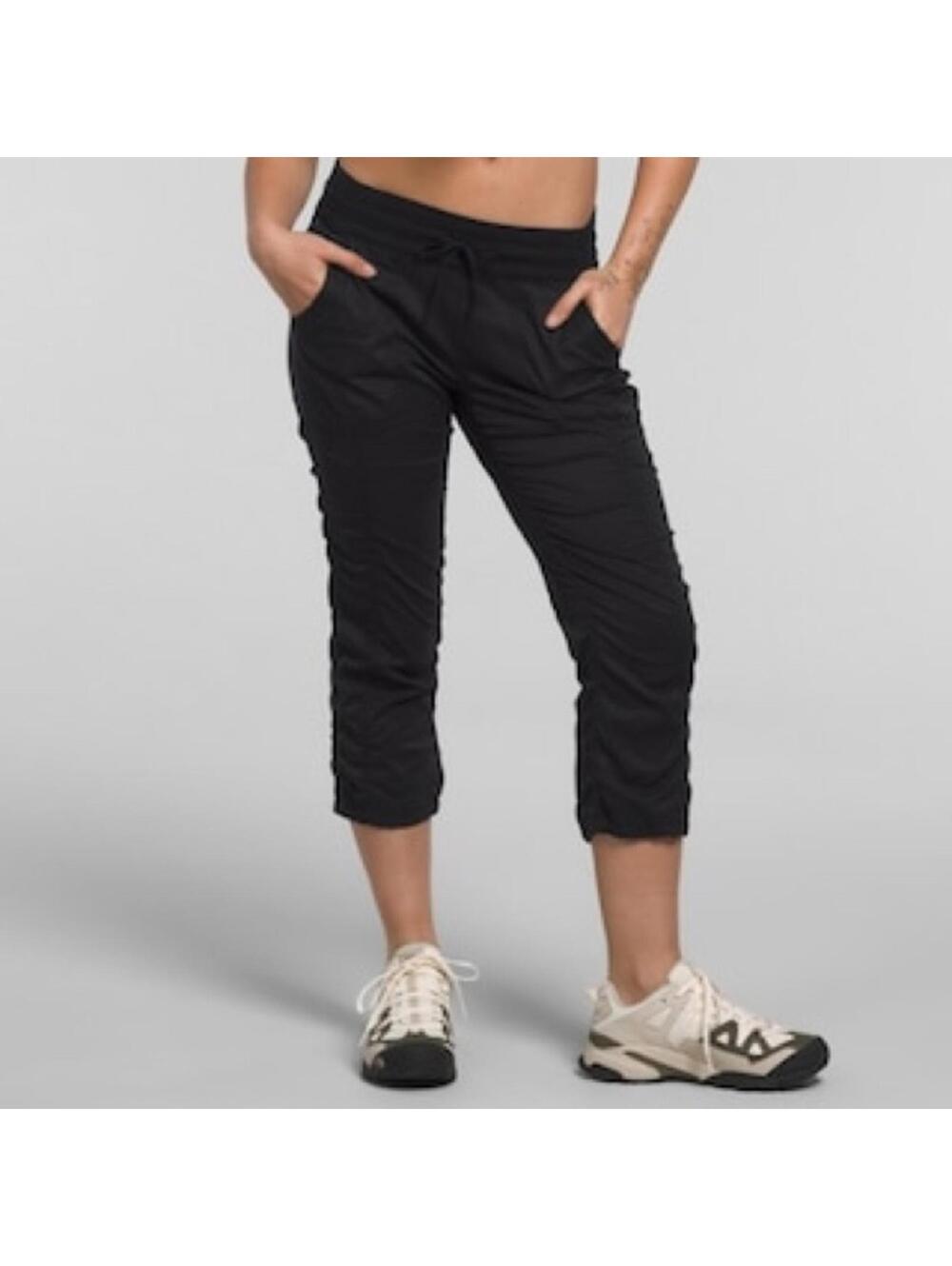 The North Face Cropped Pants Womens XS Black Sweat Drawstring Pockets